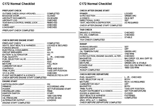 C172 normals checklist